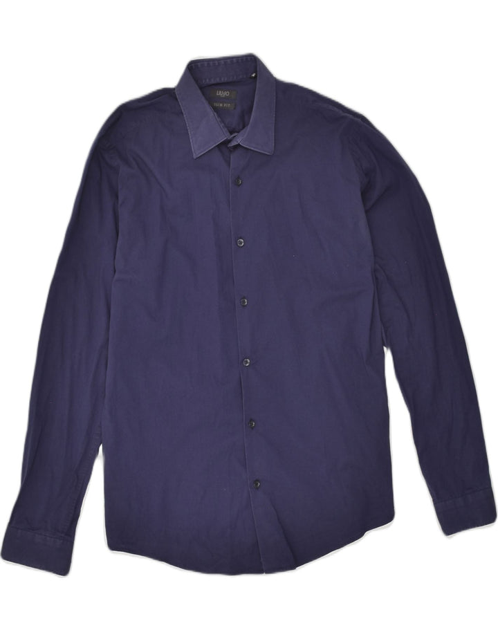 LIU JO Mens Shirt Size 40 Medium Navy Blue Cotton | Vintage Liu Jo | Thrift | Second-Hand Liu Jo | Used Clothing | Messina Hembry 