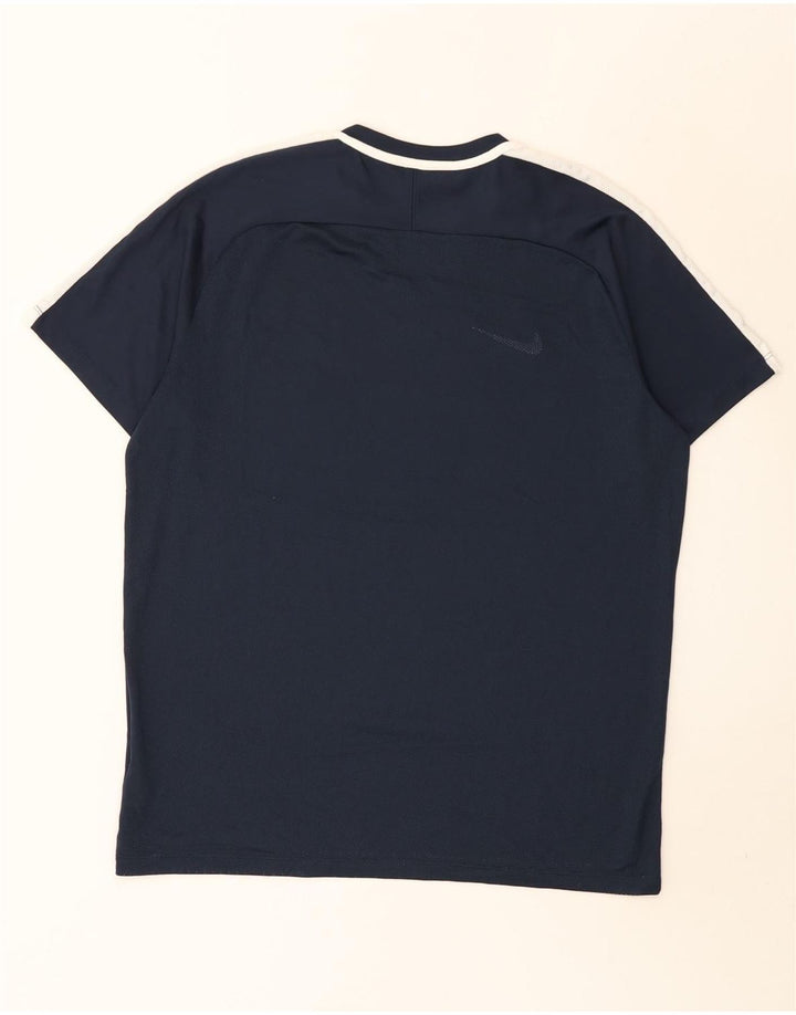 Nike Herren Dri Fit T-Shirt Top XL Marineblaues Colourblock-Polyester