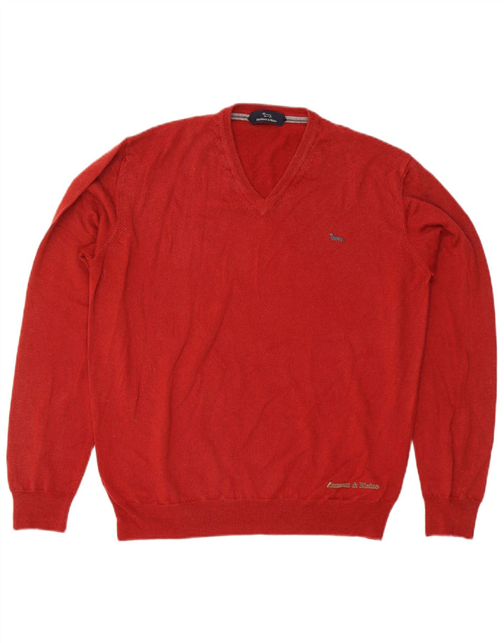 Harmont & Blaine Herren-Pullover mit V-Ausschnitt, große rote Wolle