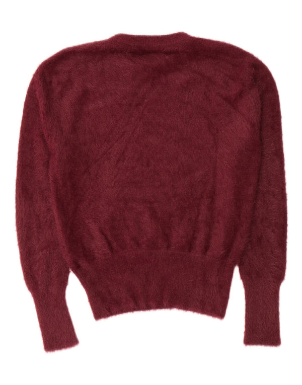 Zara Damen-Pullover mit Rundhalsausschnitt, UK 14, mittleres burgunderrotes Nylon