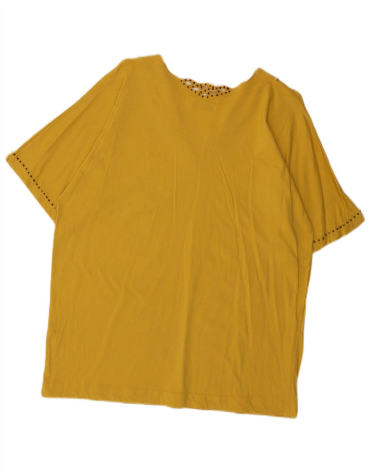 Vintage Damen Bluse Top UK 16 Große gelbe Baumwolle