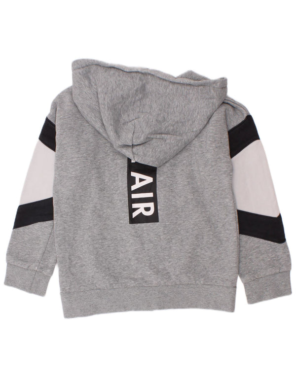 Nike Jungen-Kapuzenpullover mit grafischem Reißverschluss, 6–7 Jahre, XS, graue Farbblock-Baumwolle