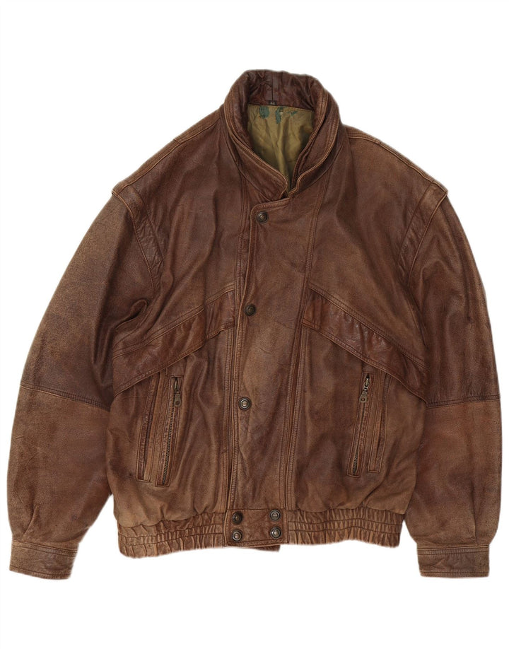 Vintage Herren Lederjacke IT 48 Mittelbraunes Leder