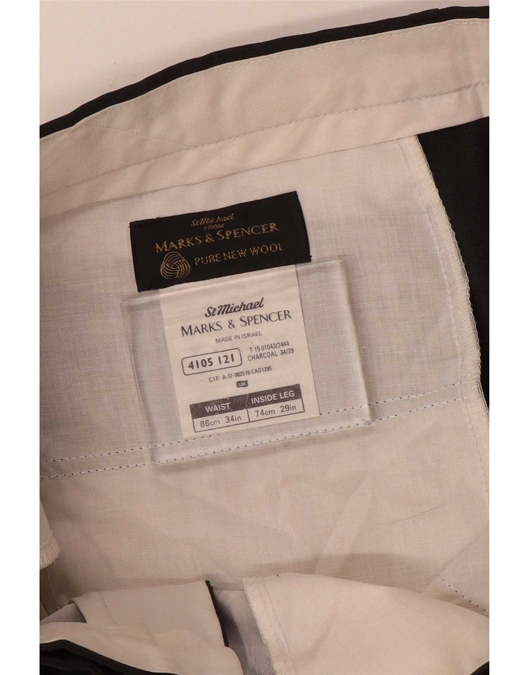 Marks & Spencer Herren-Anzughose mit Pegged-Anzug, W34, L29, graue Wolle
