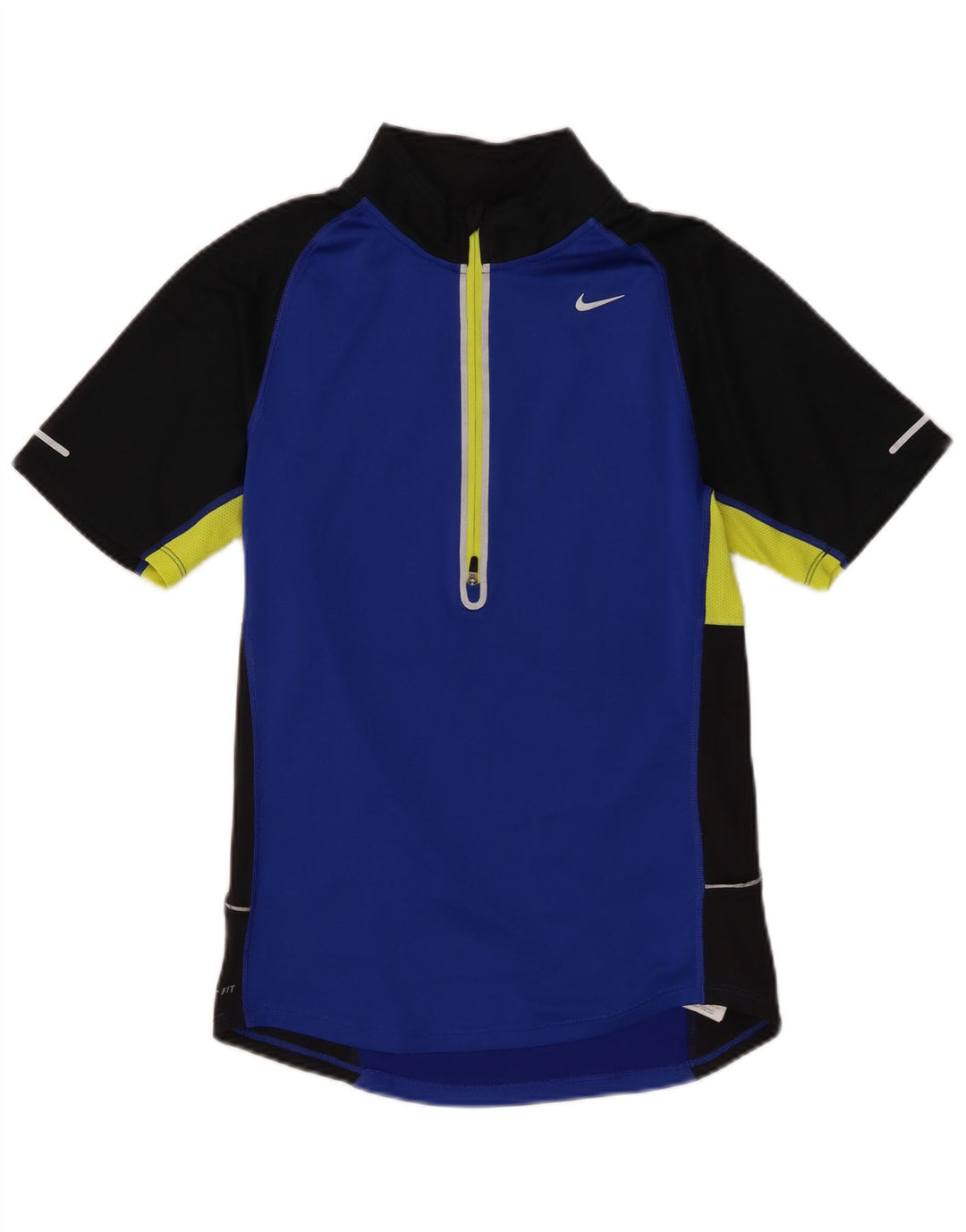 Nike Herren Dri Fit T-Shirt mit Reißverschluss am Hals, klein, blau, Farbblock-Polyester