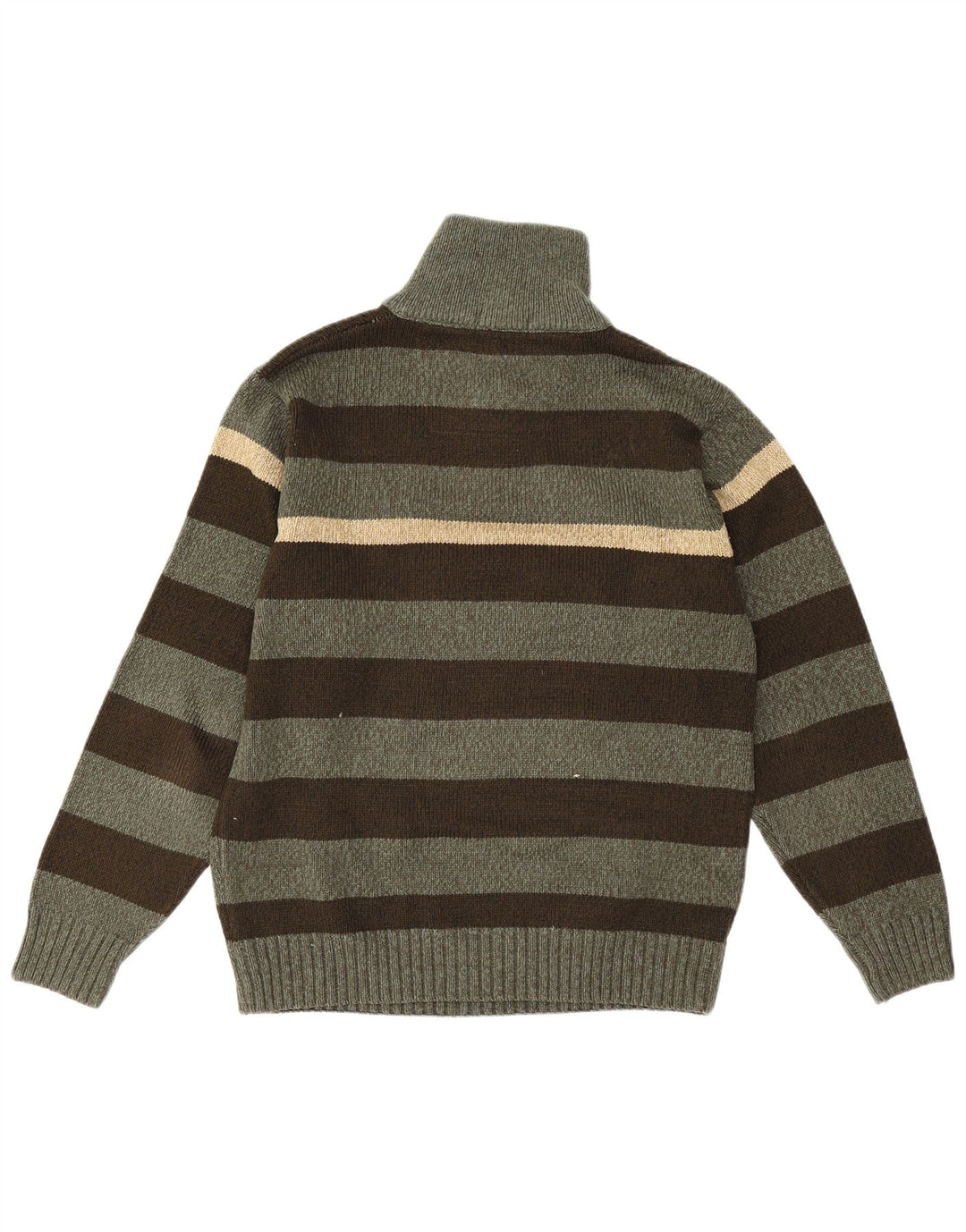 Jeep Herren-Pullover mit Reißverschluss am Hals, groß, grün gestreift