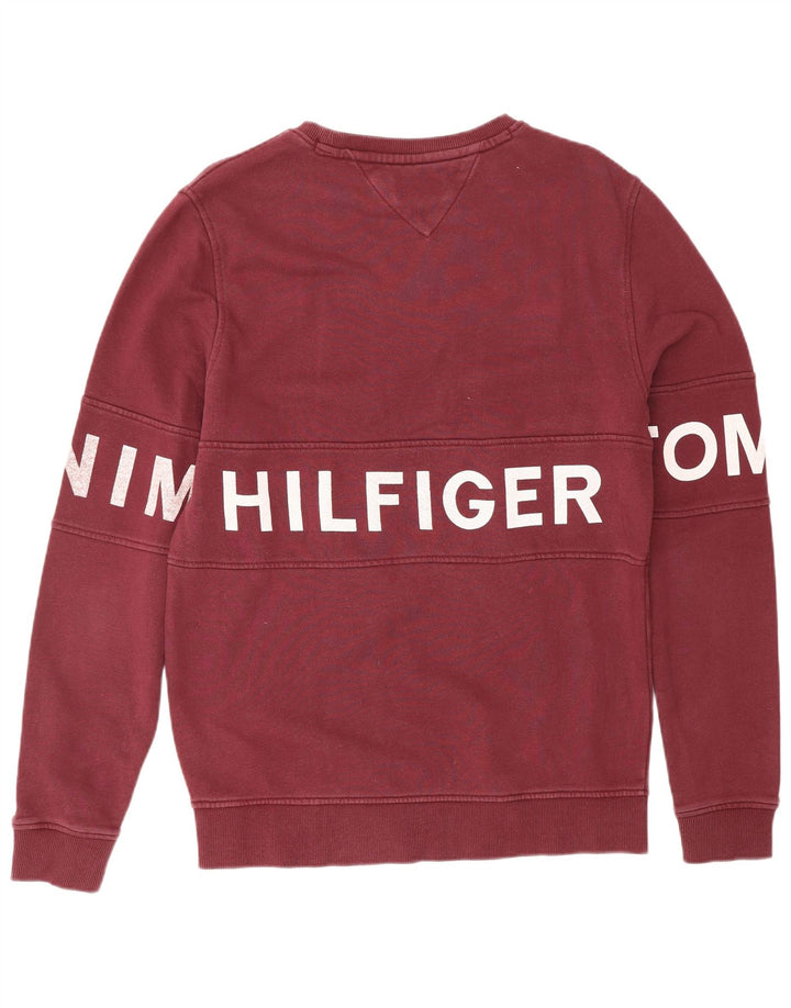 TOMMY HILFIGER Grafischer Herren-Sweatshirt-Pullover aus mittlerer burgunderroter Baumwolle