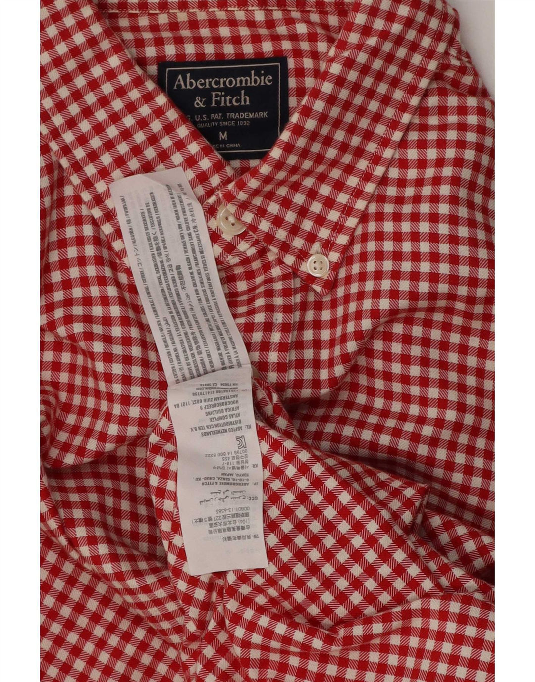 Abercrombie & Fitch Herrenhemd aus mittelroter Gingham-Baumwolle