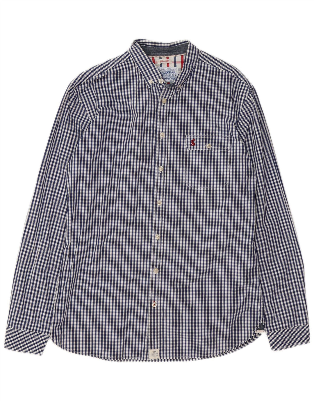 Joules Slim-Fit-Hemd für Herren aus mittelblauer Gingham-Baumwolle in Marineblau