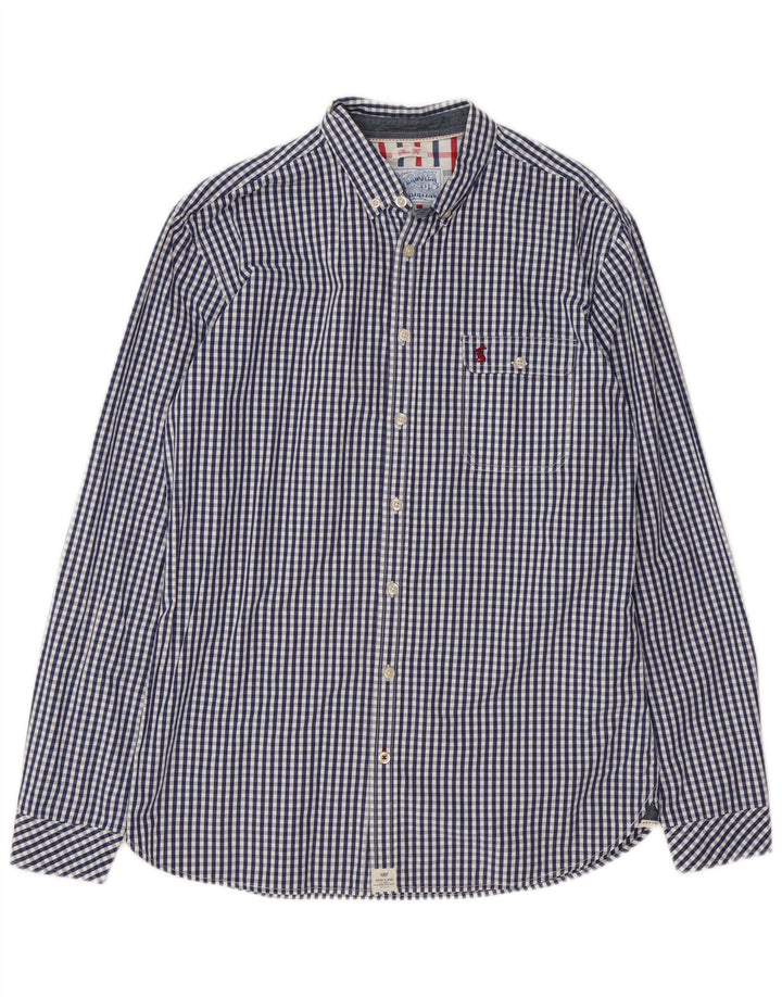 Joules Slim-Fit-Hemd für Herren aus mittelblauer Gingham-Baumwolle in Marineblau