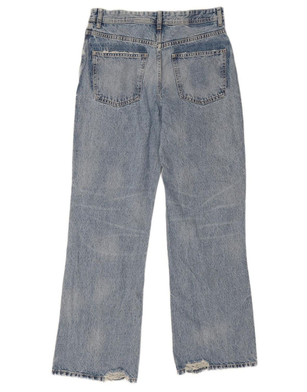 Zara Damen Distressed Bootcut Jeans EU 36 XS W26 L32 Blau