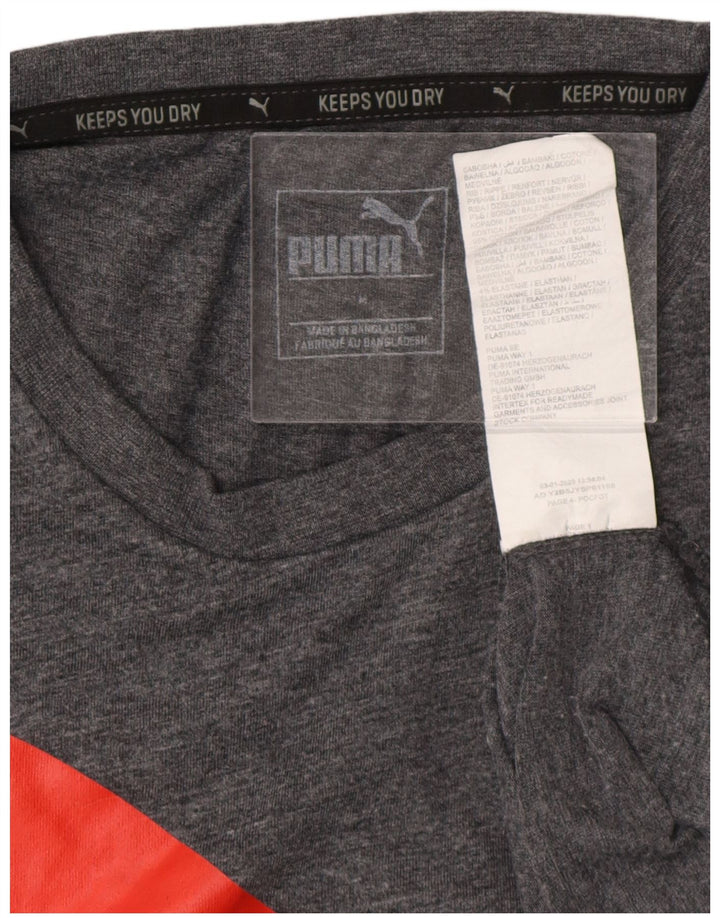 Puma Herren Grafik-T-Shirt-Oberteil aus mittelgrauer Baumwolle