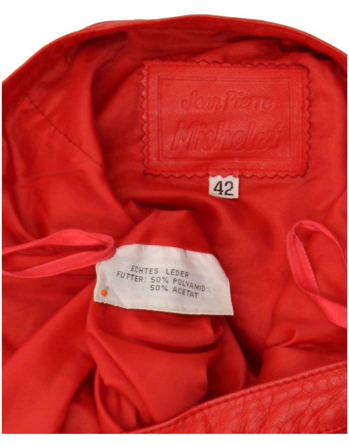 JEAN PIERRE MICHELET Damen Rock mit hoher Taille EU 42 Groß W28 Rotes Leder