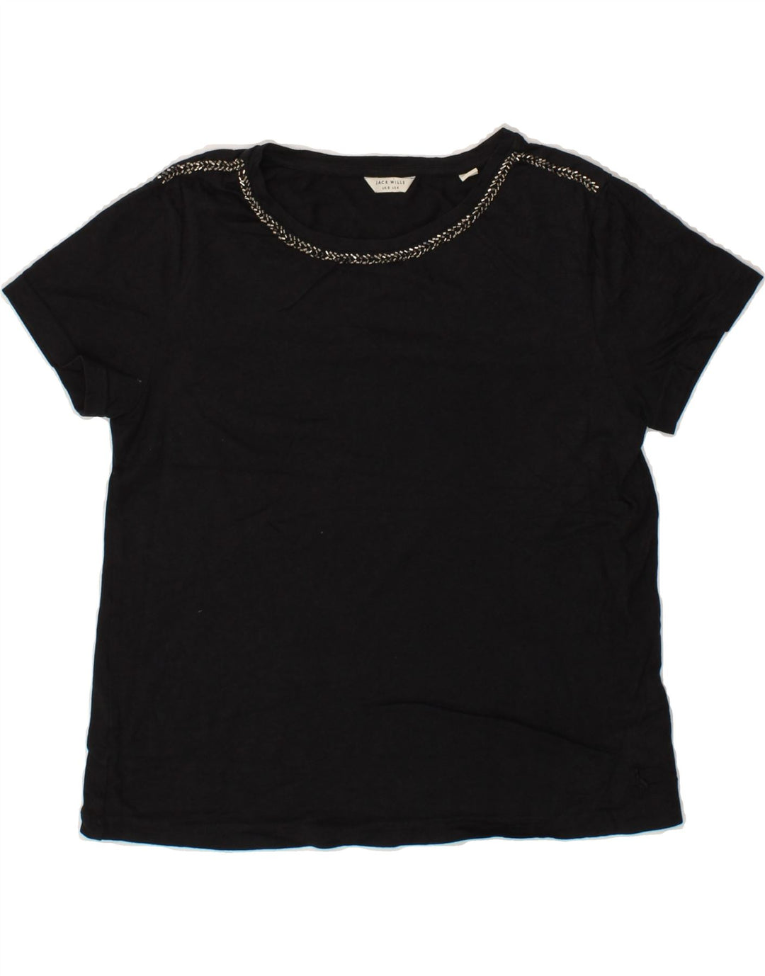 JACK WILLS Womens T-Shirt Top UK 8 Small Black Modal Vintage Jack Wills and Second-Hand Jack Wills from Messina Hembry 