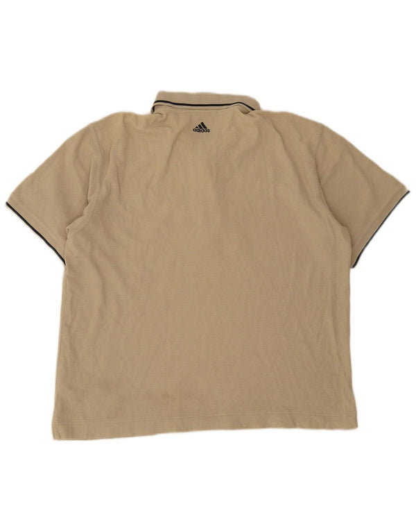 Adidas Herren-Poloshirt, groß, beige, gestreift, Baumwolle