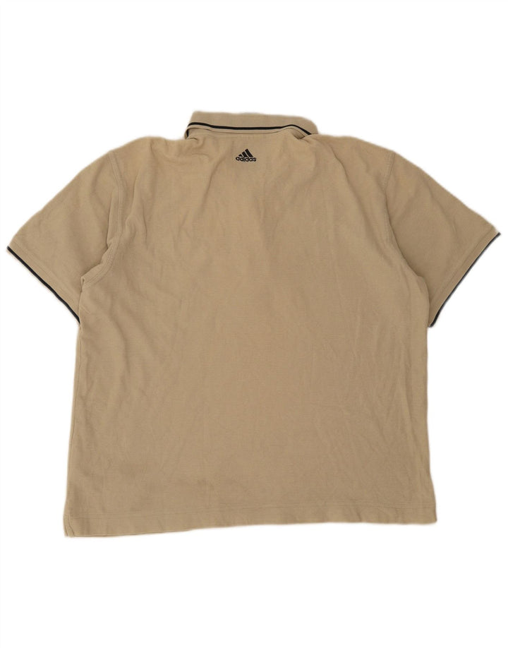 Adidas Herren-Poloshirt, groß, beige, gestreift, Baumwolle
