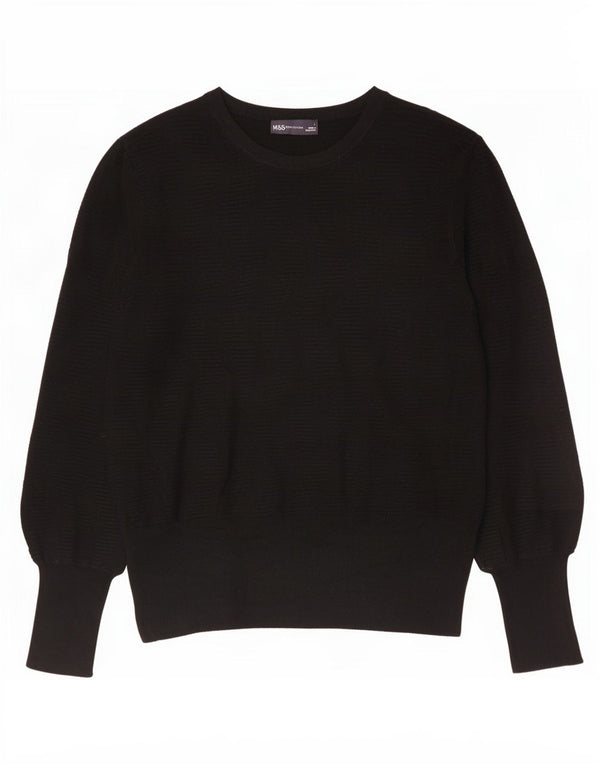 Marks & Spencer Damen-Pullover mit U-Boot-Ausschnitt, UK-Gr. 16, Größe L, schwarze Viskose