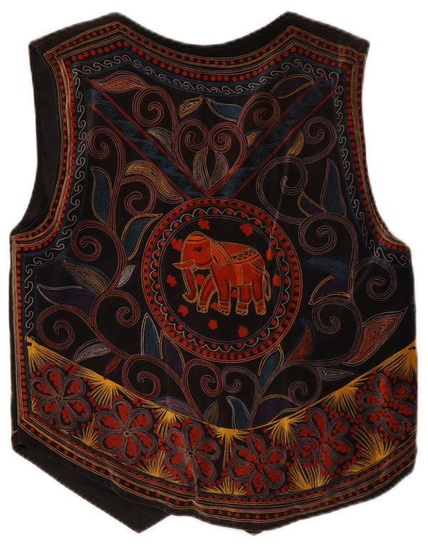 Vintage Damen Weste UK 20 2XL Schwarz Paisley