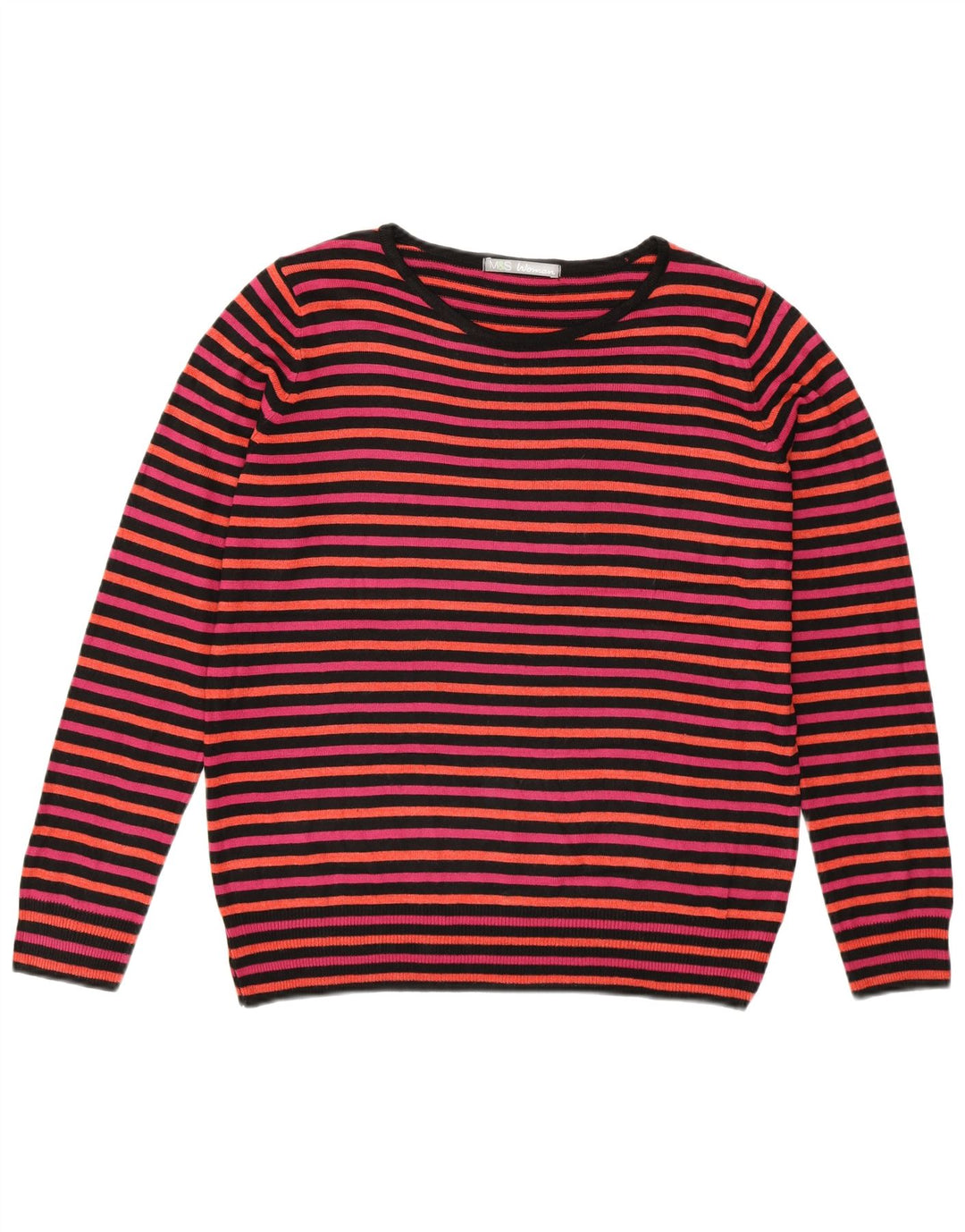 MARKS & SPENCER Damen-Pullover mit U-Boot-Ausschnitt, Gr. 14, groß, rosa gestreift