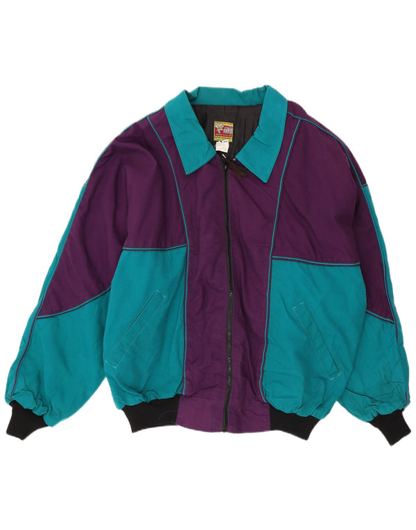 Wild Herren Bomberjacke UK 44 2XL Lila Colourblock Baumwolle