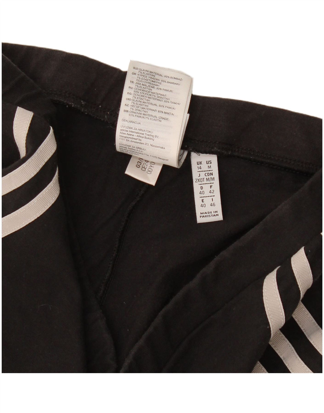 Adidas Damen Leggings UK 14 Medium Schwarz Baumwolle