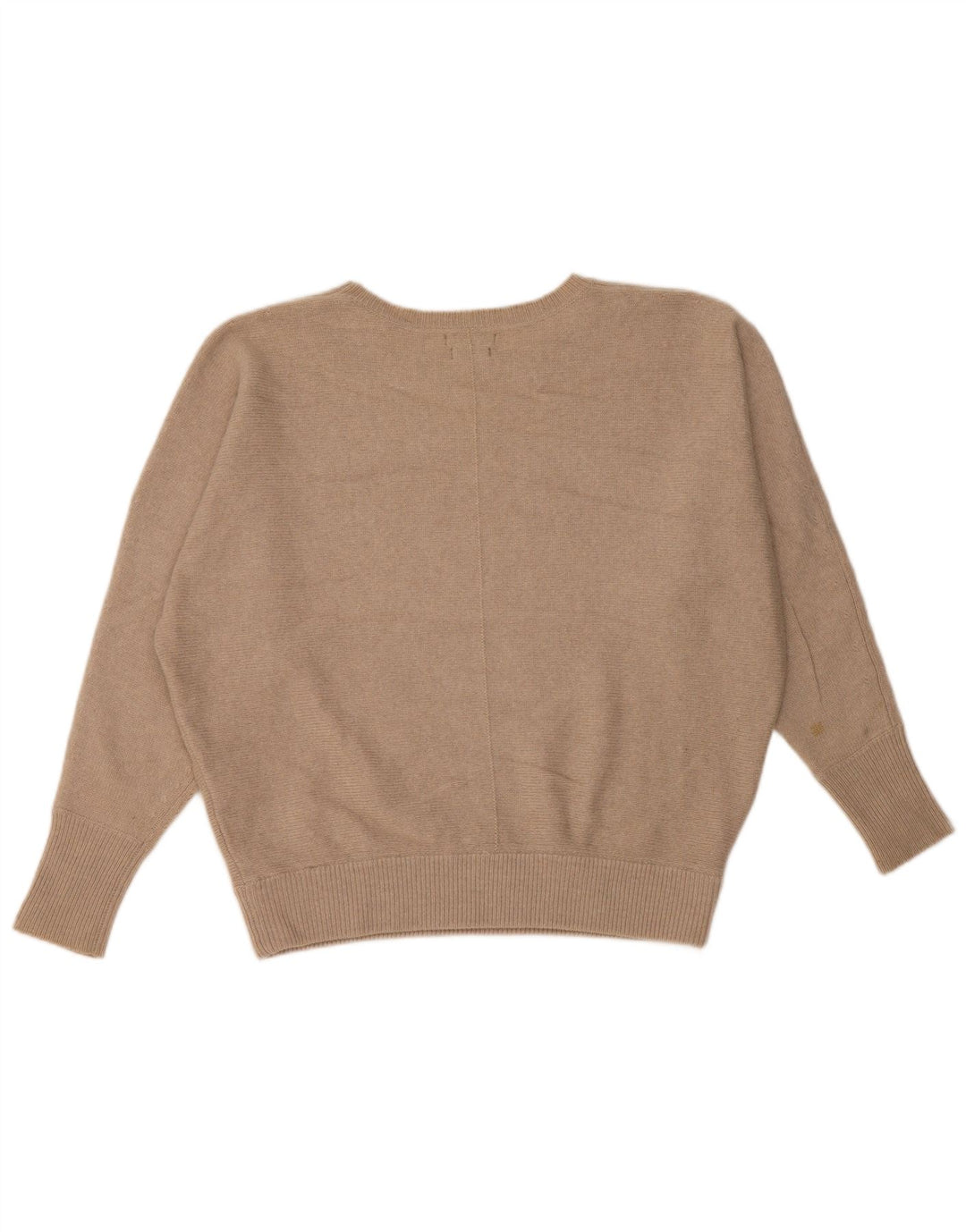 Massimo Dutti Damen Übergroßer Pullover mit U-Boot-Ausschnitt, UK 6 XS Beige Wolle