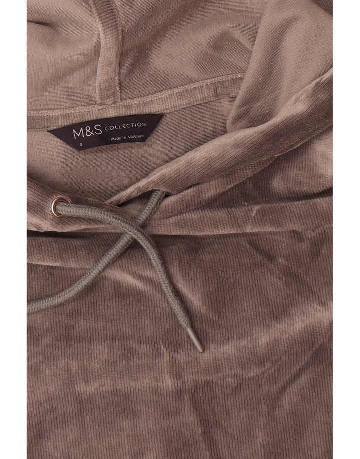 Marks & Spencer Damen Velours-Übergröße-Kapuzenpullover, Gr. 8, Grau