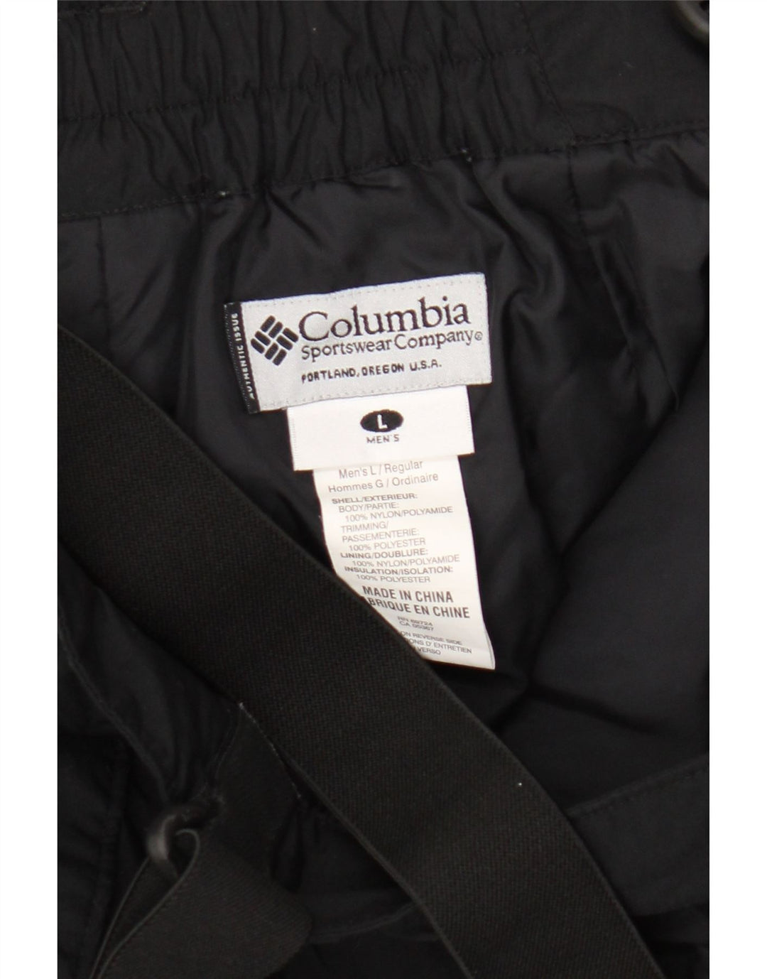 Columbia Herren-Latzhose, Skihose, groß, aus schwarzem Nylon
