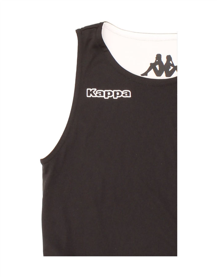 KAPPA Womens Reversible Vest Top UK 10 Small Black Colourblock Polyester Vintage Kappa and Second-Hand Kappa from Messina Hembry 