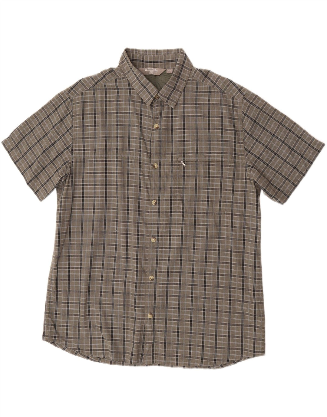 Mountain Warehouse Herren-Kurzarmhemd XL aus grau karierter Baumwolle