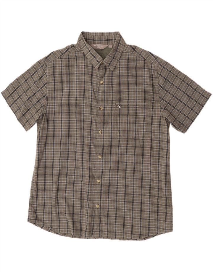 Mountain Warehouse Herren-Kurzarmhemd XL aus grau karierter Baumwolle
