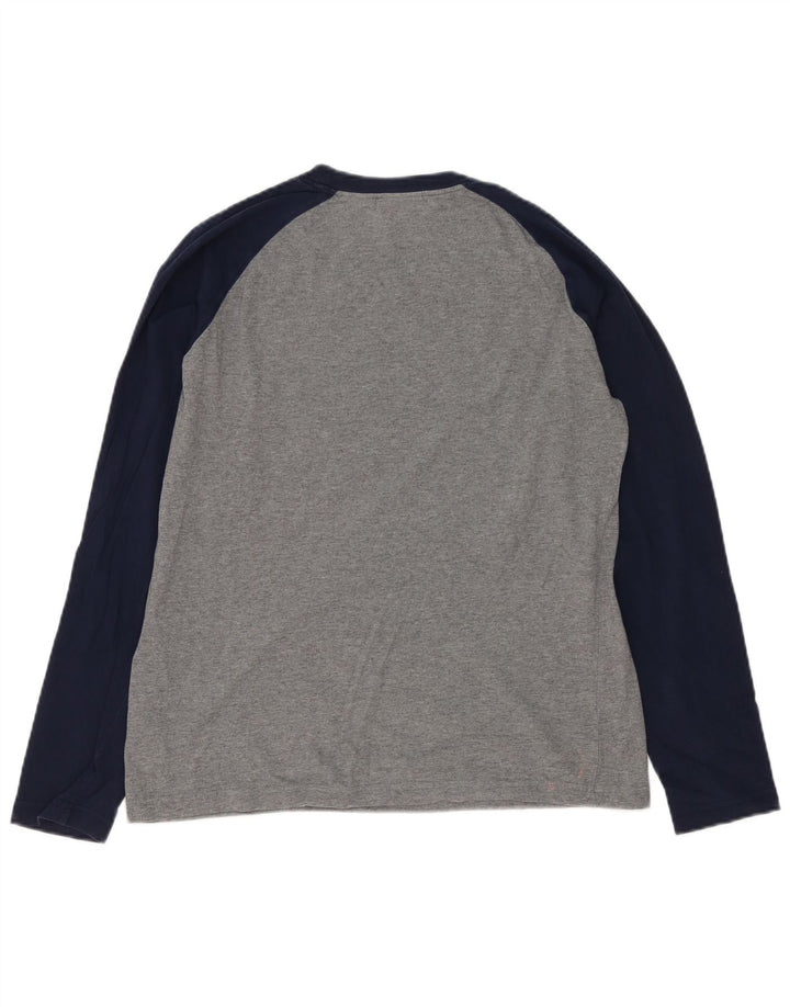 Fila Herren Grafik-Oberteil, langärmelig, klein, Grau, Colourblock-Baumwolle