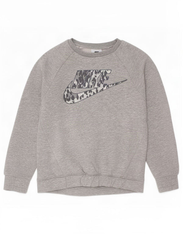 Nike Mädchen-Sweatshirt mit Grafik, 6–7 Jahre, Größe L, Grau, Baumwolle