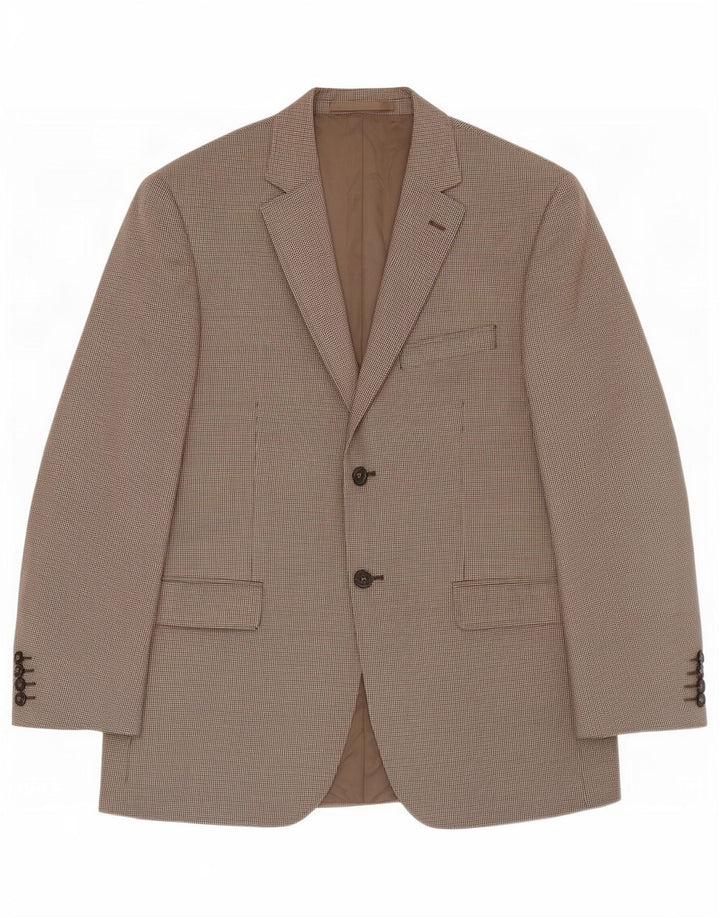 Marks & Spencer Herren-Blazer mit 2 Knöpfen, UK 38, Mittelbeige mit Hahnentrittmuster