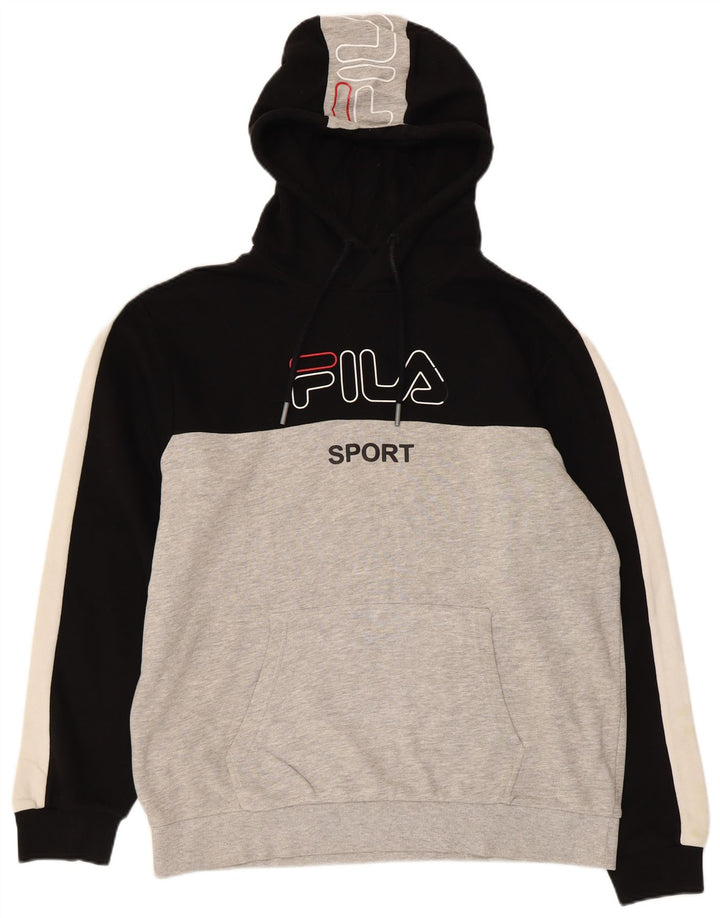 Fila Herren-Kapuzenpullover mit Grafik, groß, Grau, Farbblock