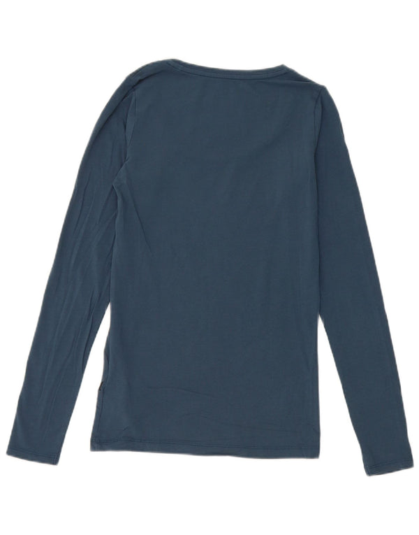 Guess Damen Artist Graphic Top Langarm UK 6 XS Blau Baumwolle
