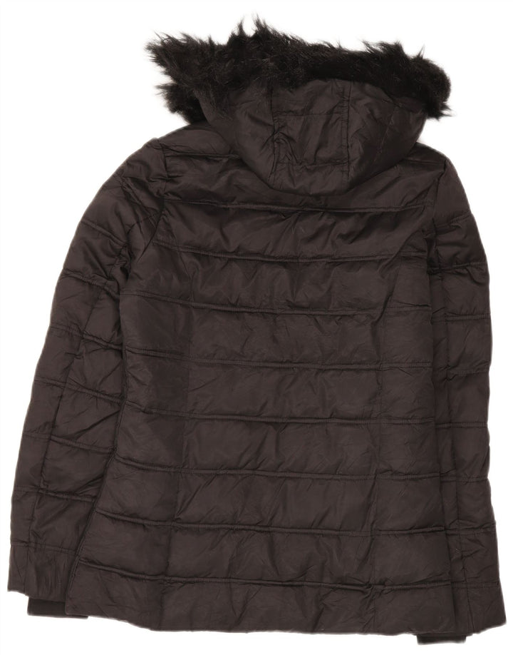 Nautica Damen-Kapuzen-Übergröße, wattierte Jacke, Größe S, UK 10, Schwarz, Polyester