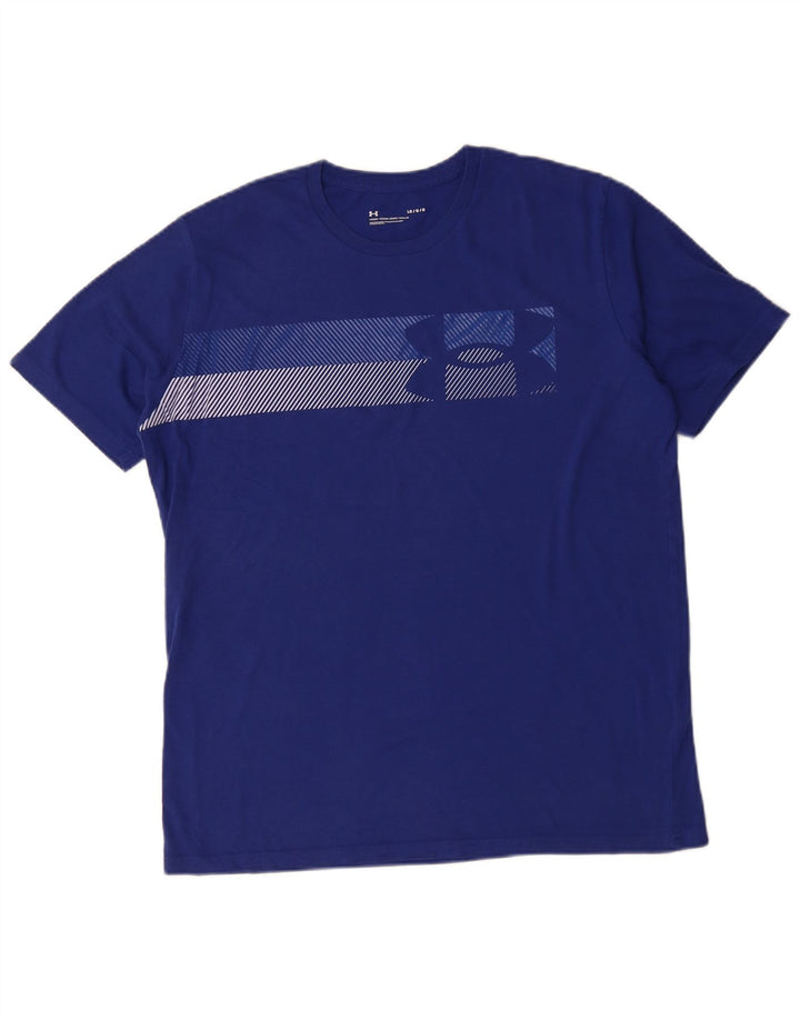 UNDER ARMOUR Herren-T-Shirt mit Grafik, Größe L, aus blauer Baumwolle