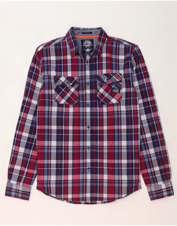 Superdry Herrenhemd Medium Navy Blue Check Cotton