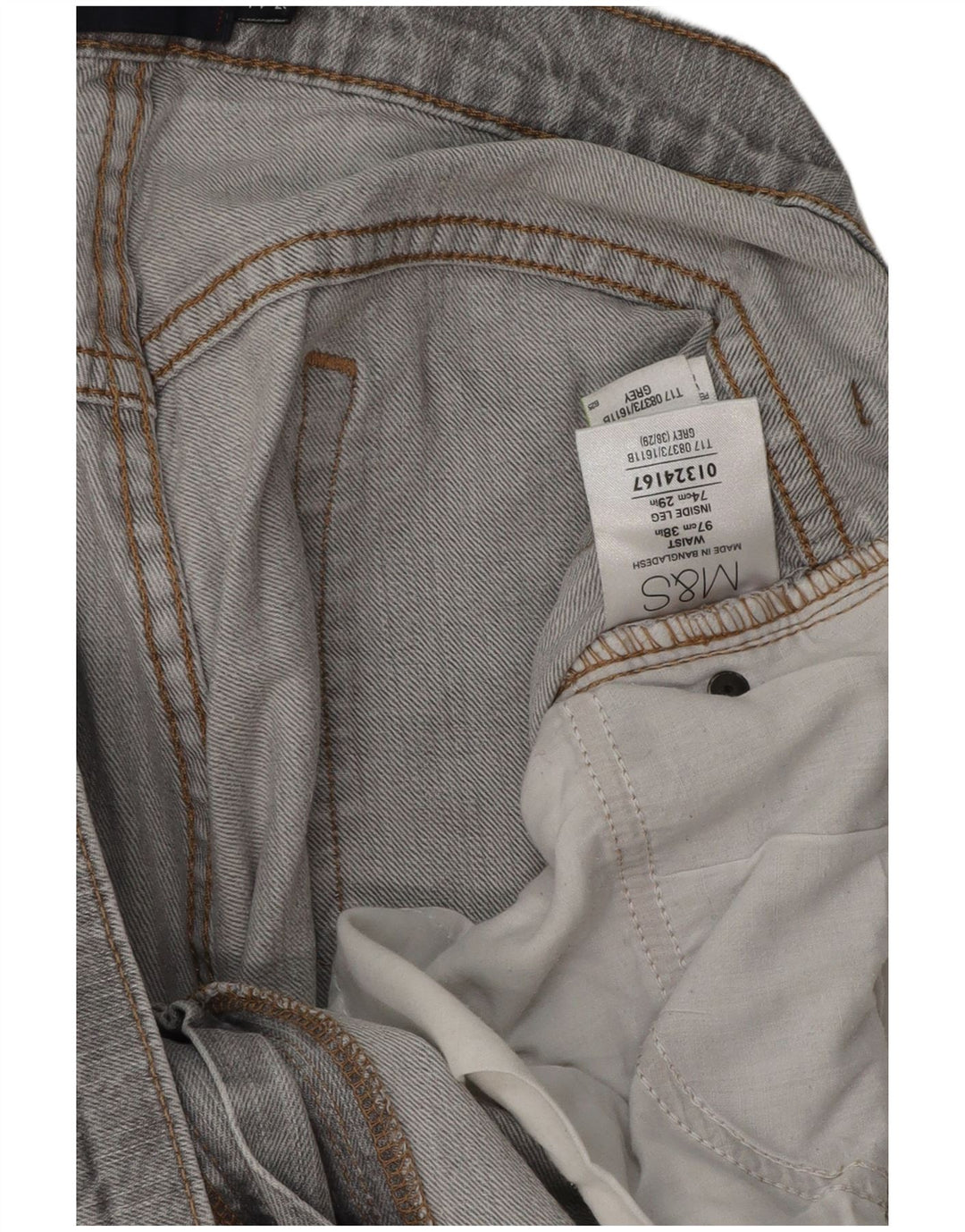 Marks & Spencer Herren Blue Harbor Straight Jeans W38 L29 Graue Baumwolle