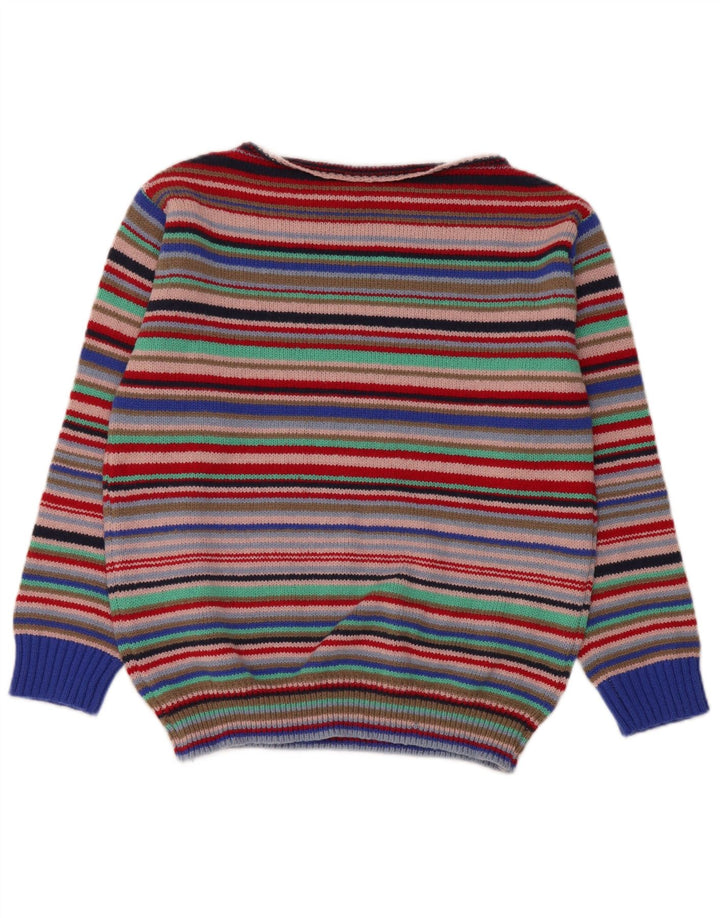 Vintage Damen Pullover mit U-Boot-Ausschnitt, UK 14, mittelmehrfarbig gestreift