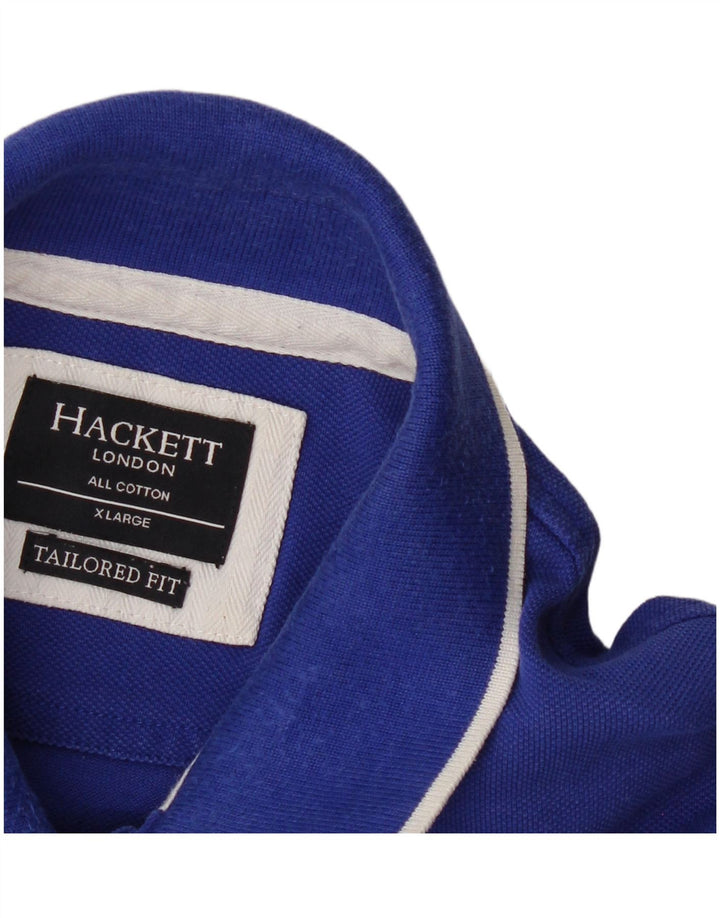 HACKETT Tailored Fit Grafik-Poloshirt für Herren XL aus blauer Baumwolle