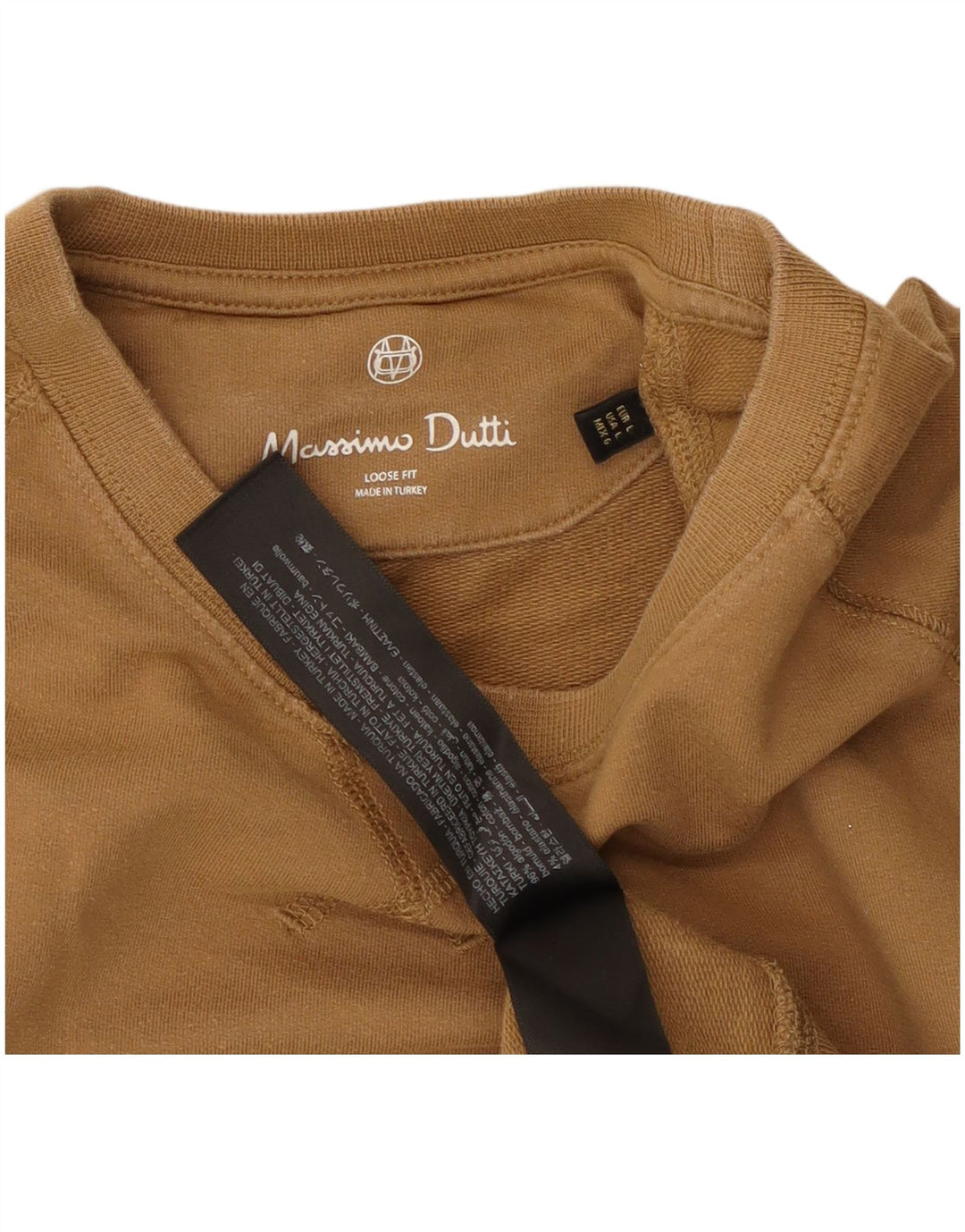 Massimo Dutti Herren-Sweatshirt mit lockerer Passform, groß, beige Baumwolle