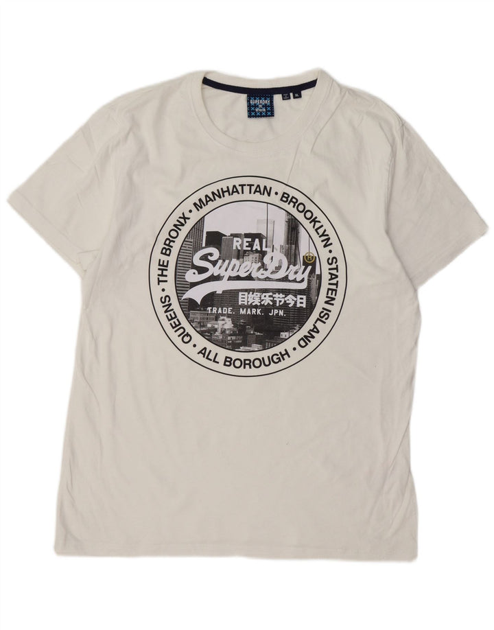 SUPERDRY Grafik-T-Shirt-Oberteil für Damen, UK 18, XL, weiße Baumwolle