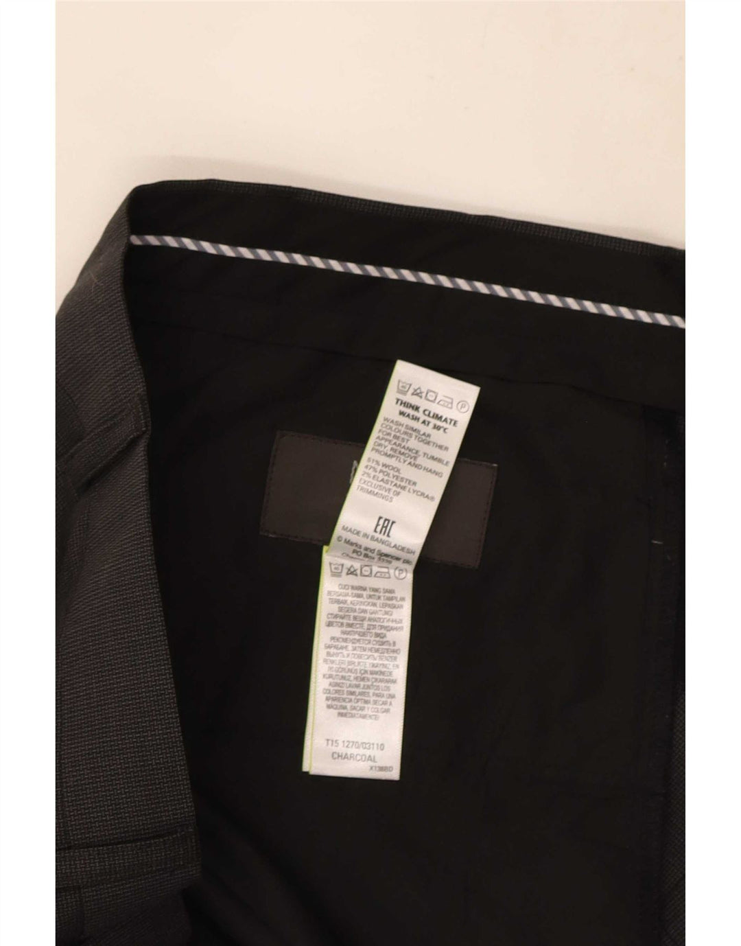 Marks & Spencer Herren-Anzughose in normaler Passform, W38, L31, schwarze Wolle