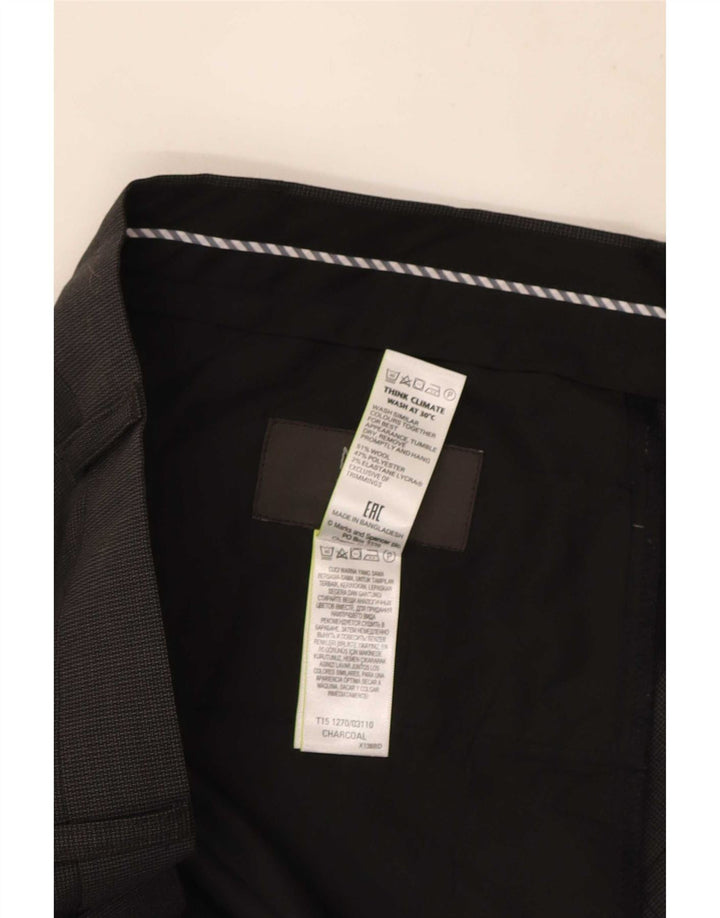 Marks & Spencer Herren-Anzughose in normaler Passform, W38, L31, schwarze Wolle
