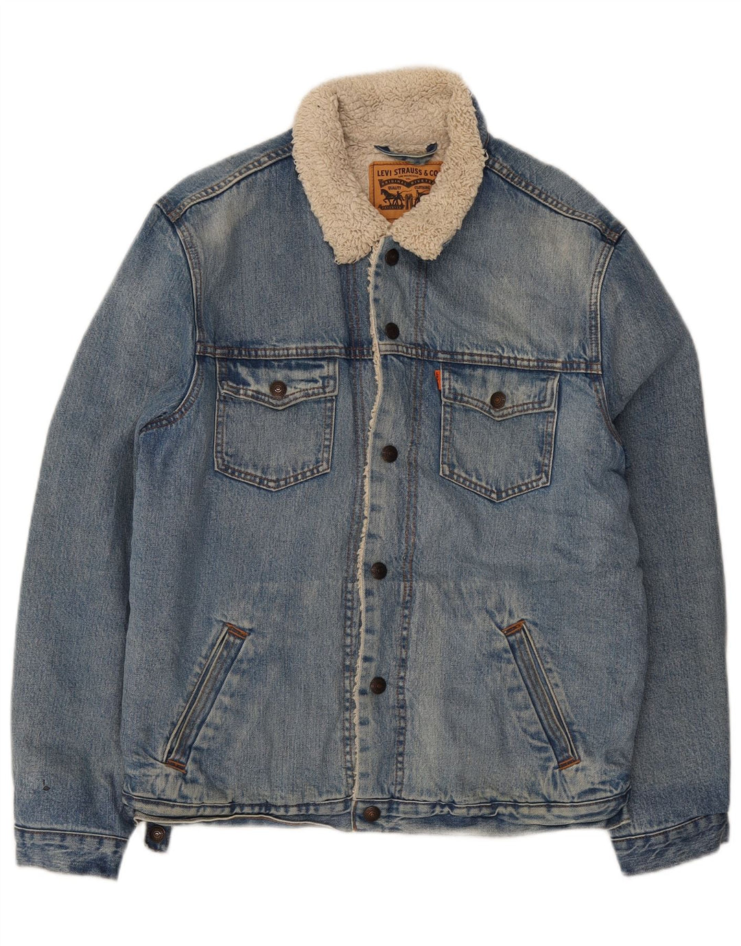 Levi's Herren Sherpa Jeansjacke UK 40 Large Blau Baumwolle
