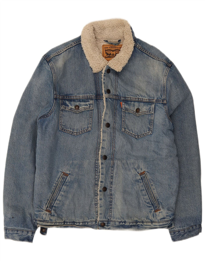 Levi's Herren Sherpa Jeansjacke UK 40 Large Blau Baumwolle
