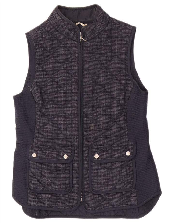 Crew Clothing Damen-Steppweste UK 10 Small Navy Blue Check Polyester