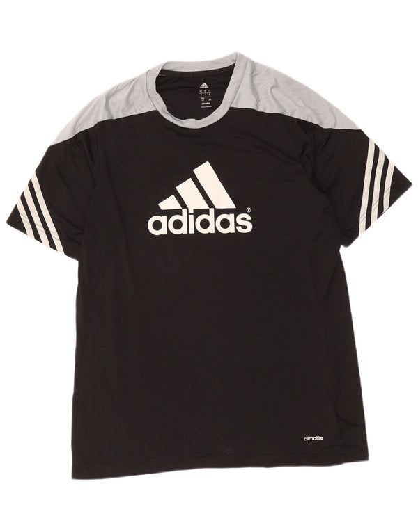 Adidas Herren Climalite Graphic T-Shirt Top Large Schwarz Colourblock Polyester